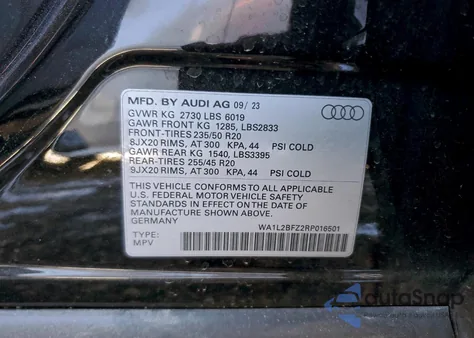 2024 Audi Q4 E-Tron Premium Plus from USA, damaged, VIN WA1L2BFZ2RP016501